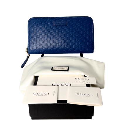 Gucci Micro Guccissima Geldbörse Blau / neuwertig Gucci