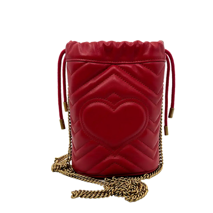 Gucci GG Marmont Leder Mini Bucket rot / neuwertig Gucci
