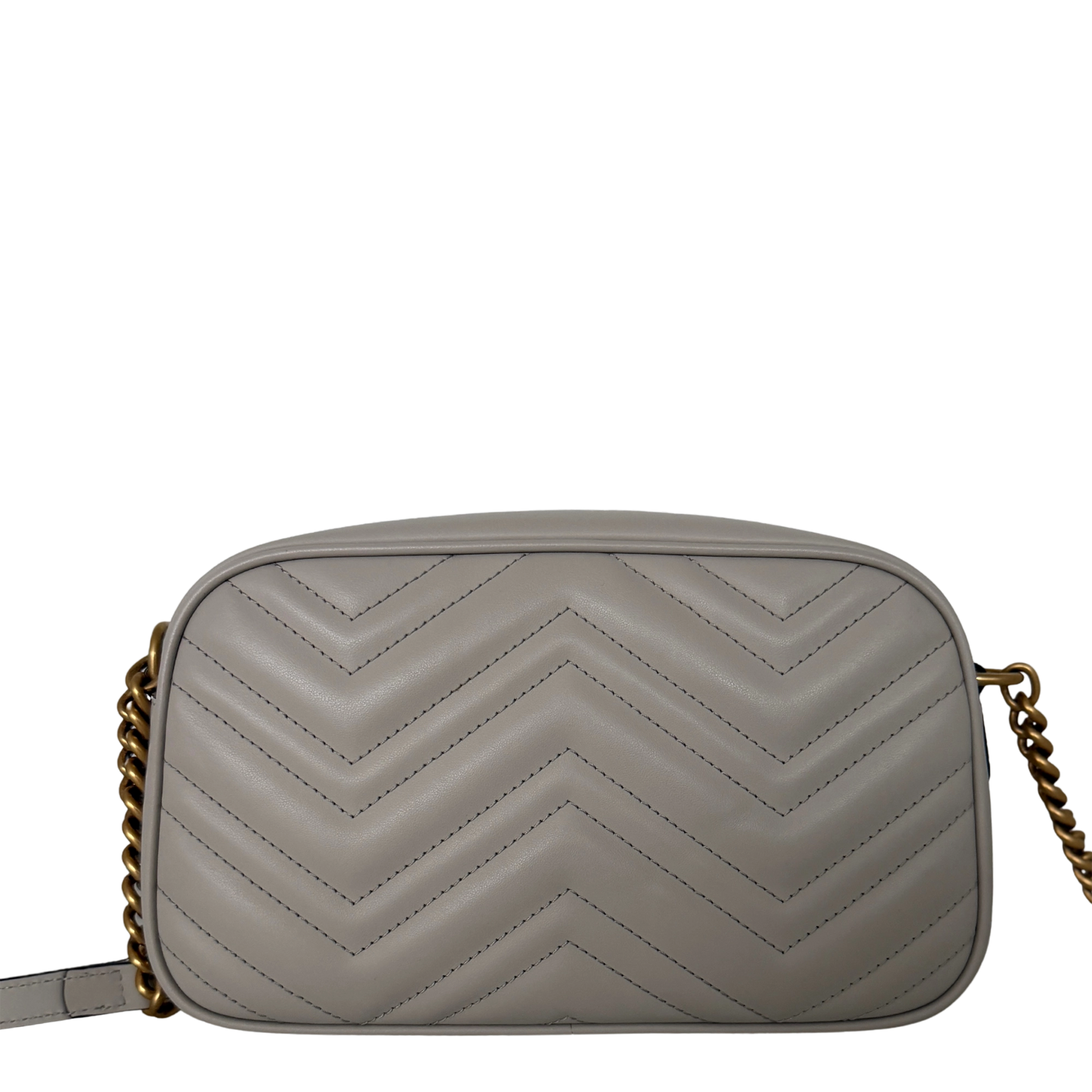 Gucci GG Marmont Camerabag klein hellgrau Leder / neuwertig Gucci