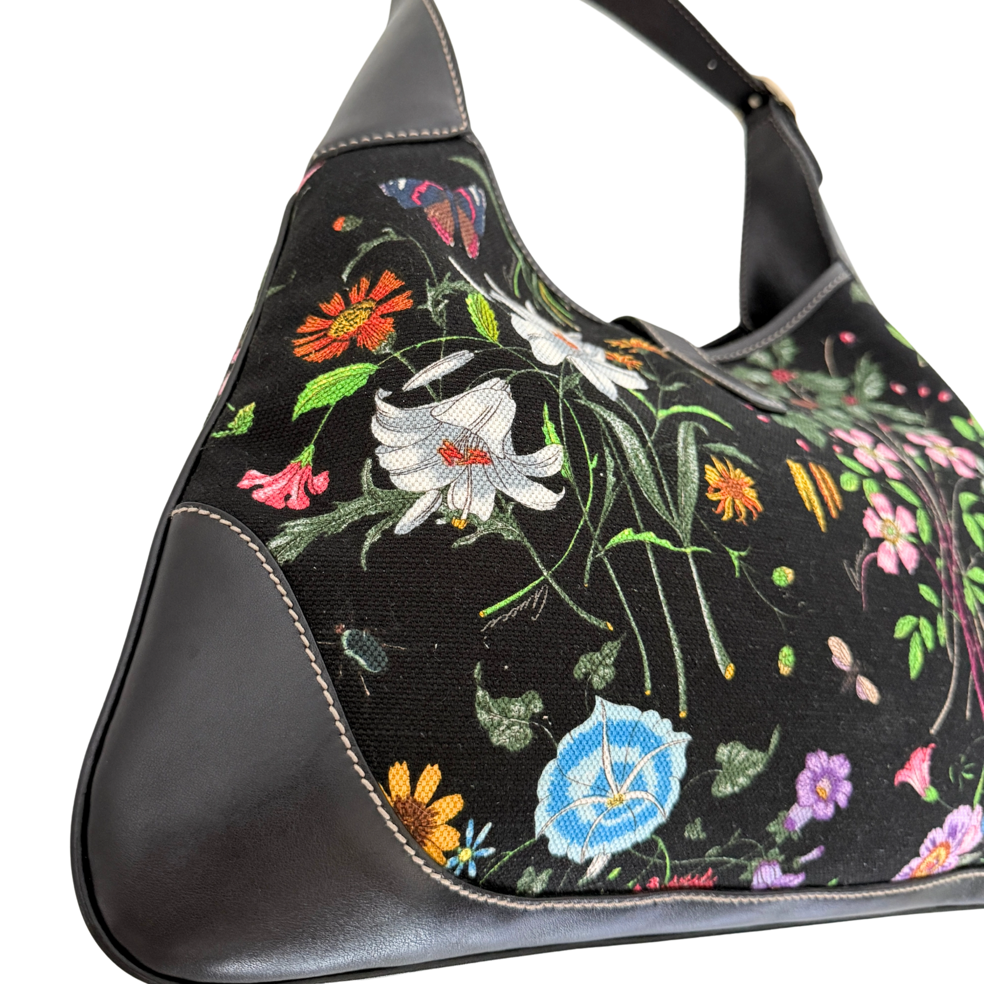 Gucci Canvas Flora Jackie O Bouvier Hobo Tasche Multicolor / sehr gut Gucci