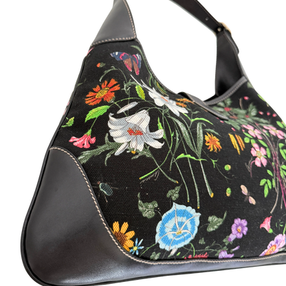 Gucci Canvas Flora Jackie O Bouvier Hobo Tasche Multicolor / sehr gut Gucci