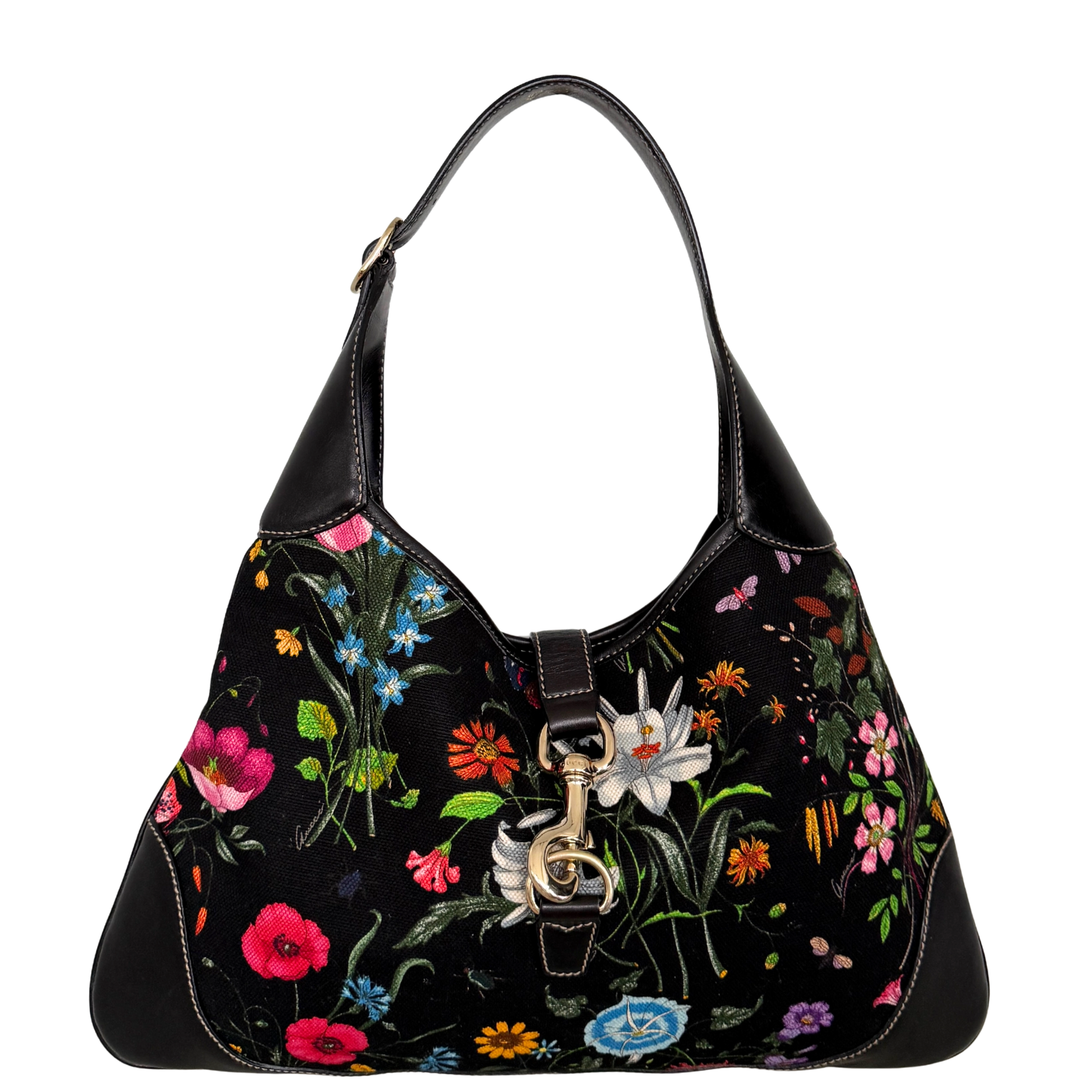 Gucci Canvas Flora Jackie O Bouvier Hobo Tasche Multicolor / sehr gut Gucci