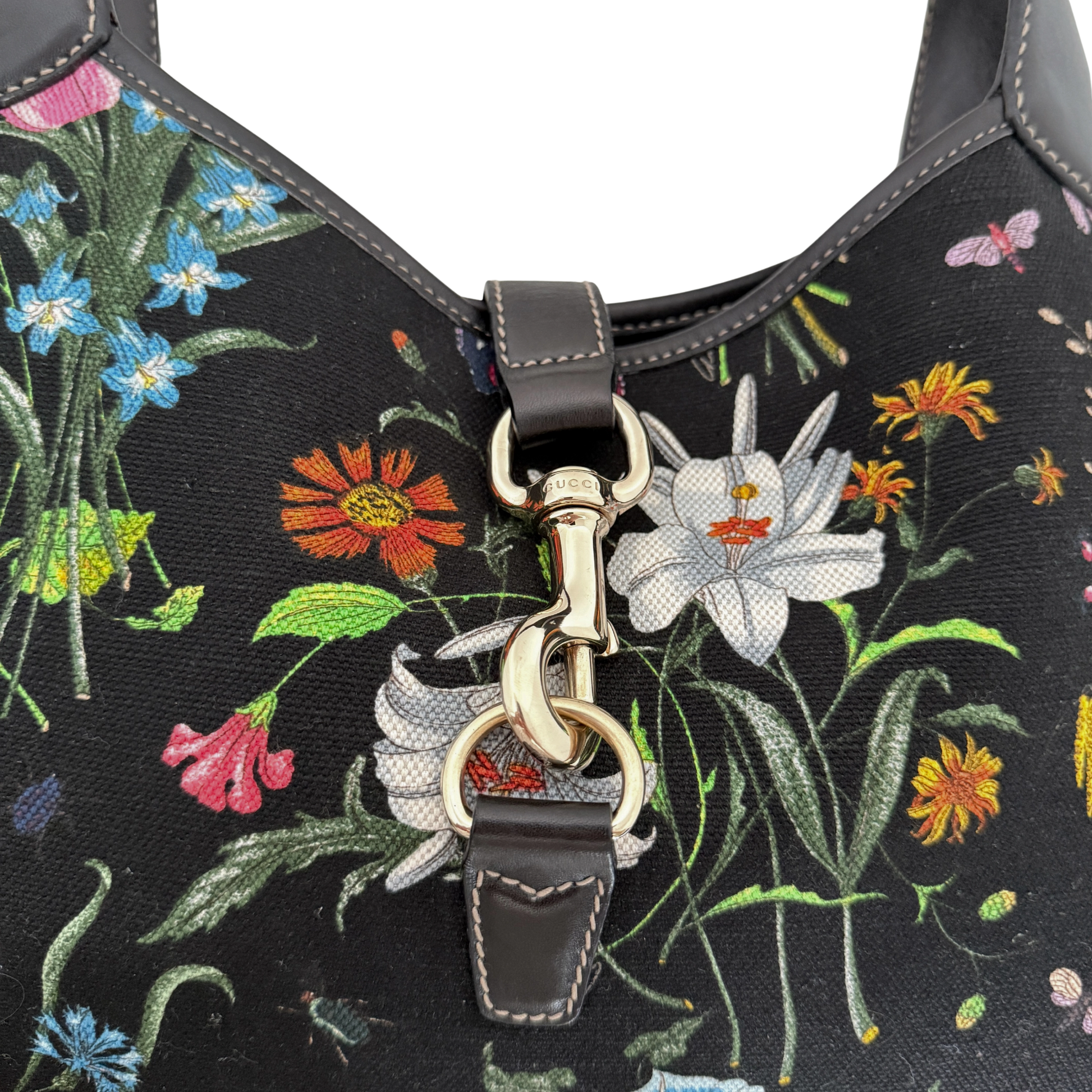 Gucci Canvas Flora Jackie O Bouvier Hobo Tasche Multicolor / sehr gut Gucci