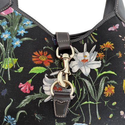 Gucci Canvas Flora Jackie O Bouvier Hobo Tasche Multicolor / sehr gut Gucci