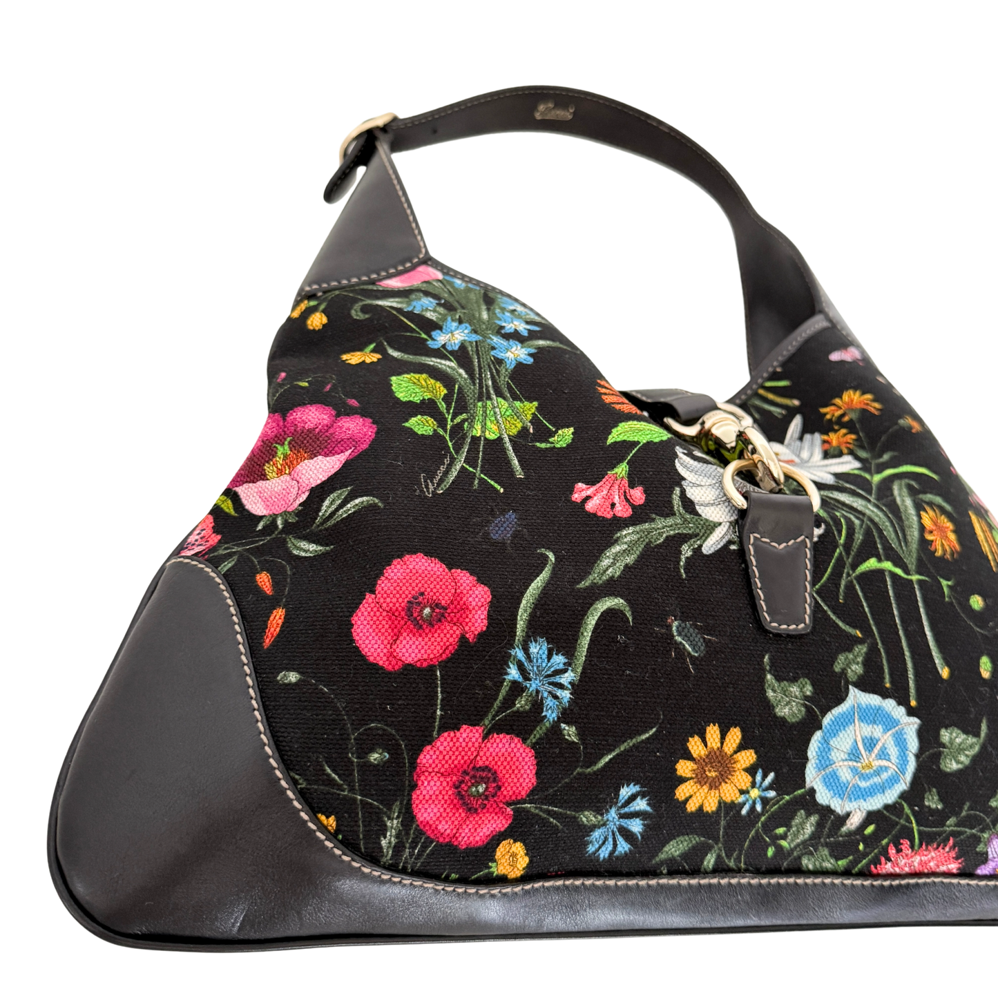 Gucci Canvas Flora Jackie O Bouvier Hobo Tasche Multicolor / sehr gut Gucci