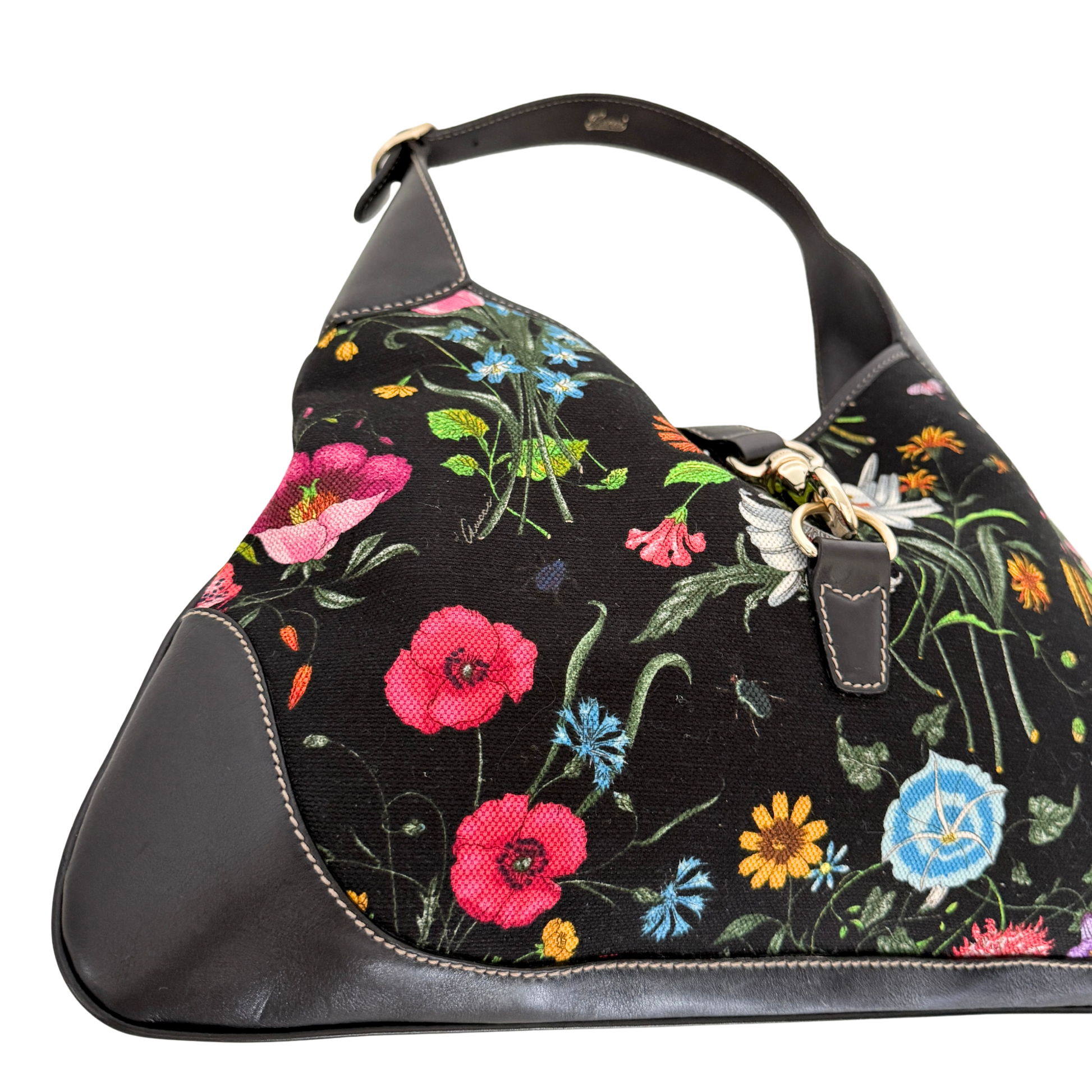 Gucci Canvas Flora Jackie O Bouvier Hobo Tasche Multicolor / sehr gut Gucci