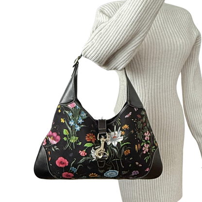 Gucci Canvas Flora Jackie O Bouvier Hobo Tasche Multicolor / sehr gut Gucci