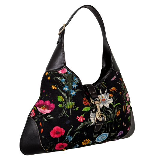 Gucci Canvas Flora Jackie O Bouvier Hobo Tasche Multicolor / sehr gut Gucci