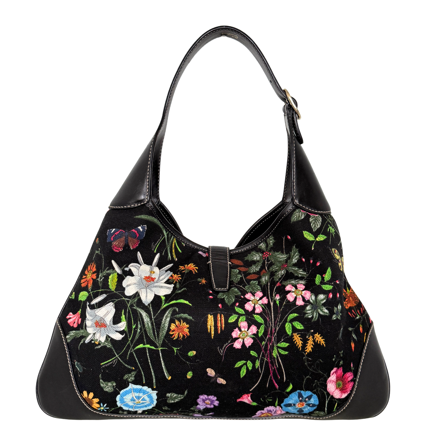 Gucci Canvas Flora Jackie O Bouvier Hobo Tasche Multicolor / sehr gut Gucci