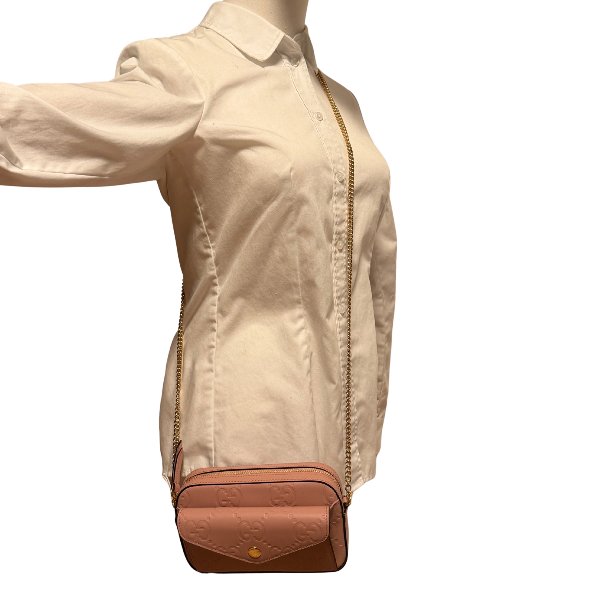 Gucci GG Leder Schultertasche rosa / neuwertig Gucci