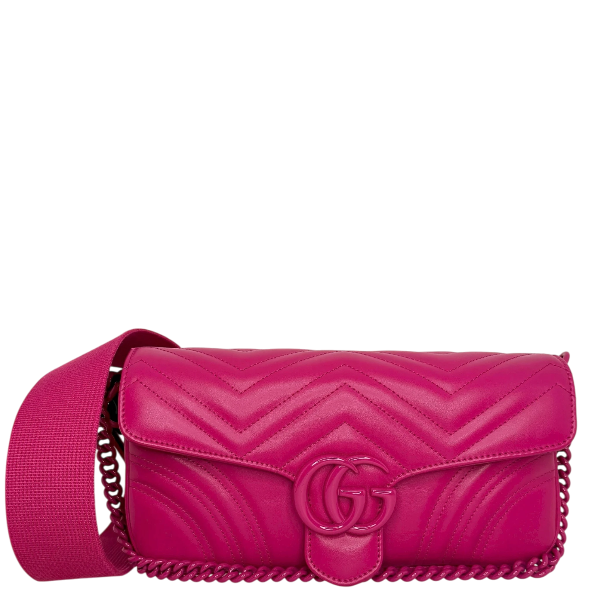 Gucci GG Marmont Matelassé Schultertasche Fuchsia Pink Full Set Gucci