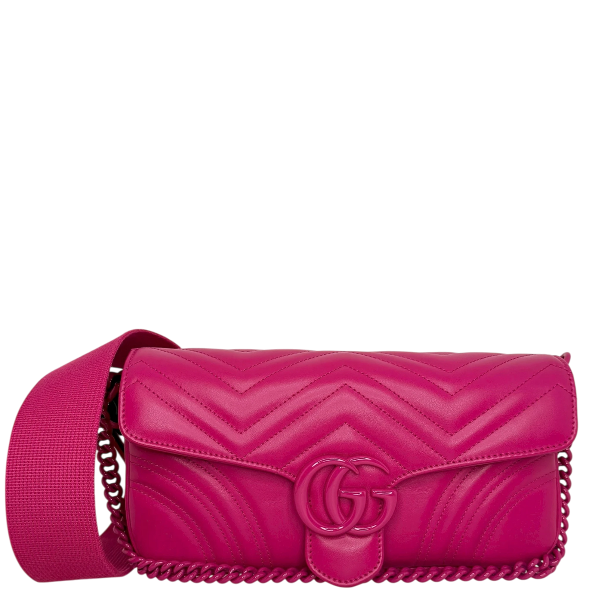 Gucci GG Marmont Matelassé Schultertasche Fuchsia Pink Full Set Gucci