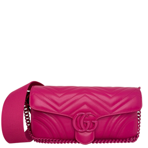 Gucci GG Marmont Matelassé Schultertasche Fuchsia Pink Full Set