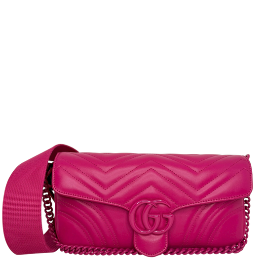 Gucci GG Marmont Matelassé Schultertasche Fuchsia Pink Full Set Gucci