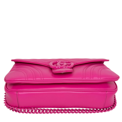 Gucci GG Marmont Matelassé Schultertasche Fuchsia Pink Full Set Gucci