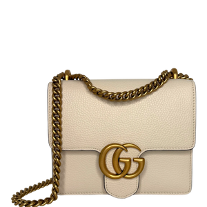 Gucci GG Marmont Small Schultertasche Kalbsleder Creme Gold