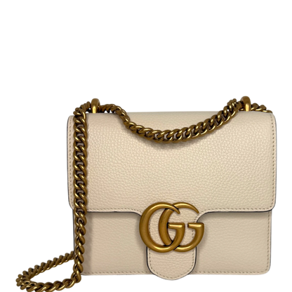 Gucci GG Marmont Small Schultertasche Kalbsleder Creme Gold Gucci