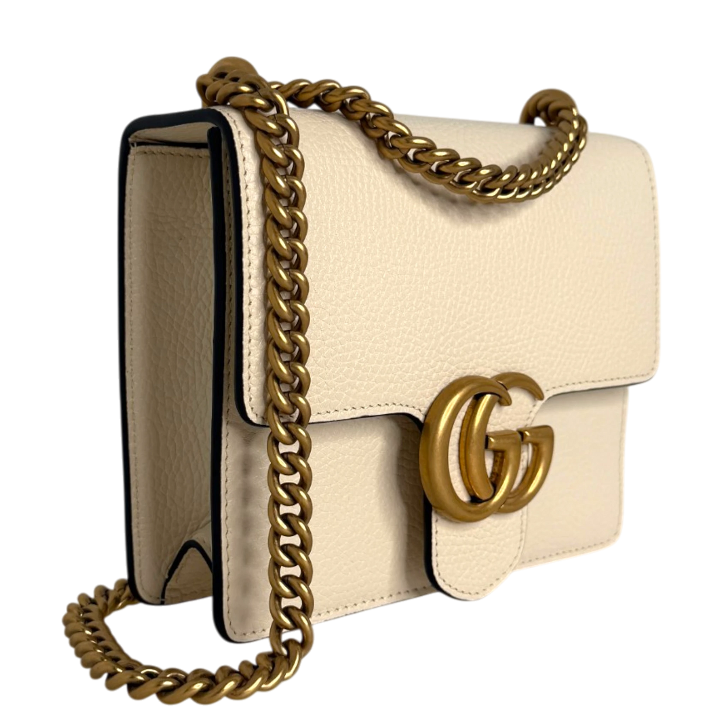 Gucci GG Marmont Small Schultertasche Kalbsleder Creme Gold Gucci