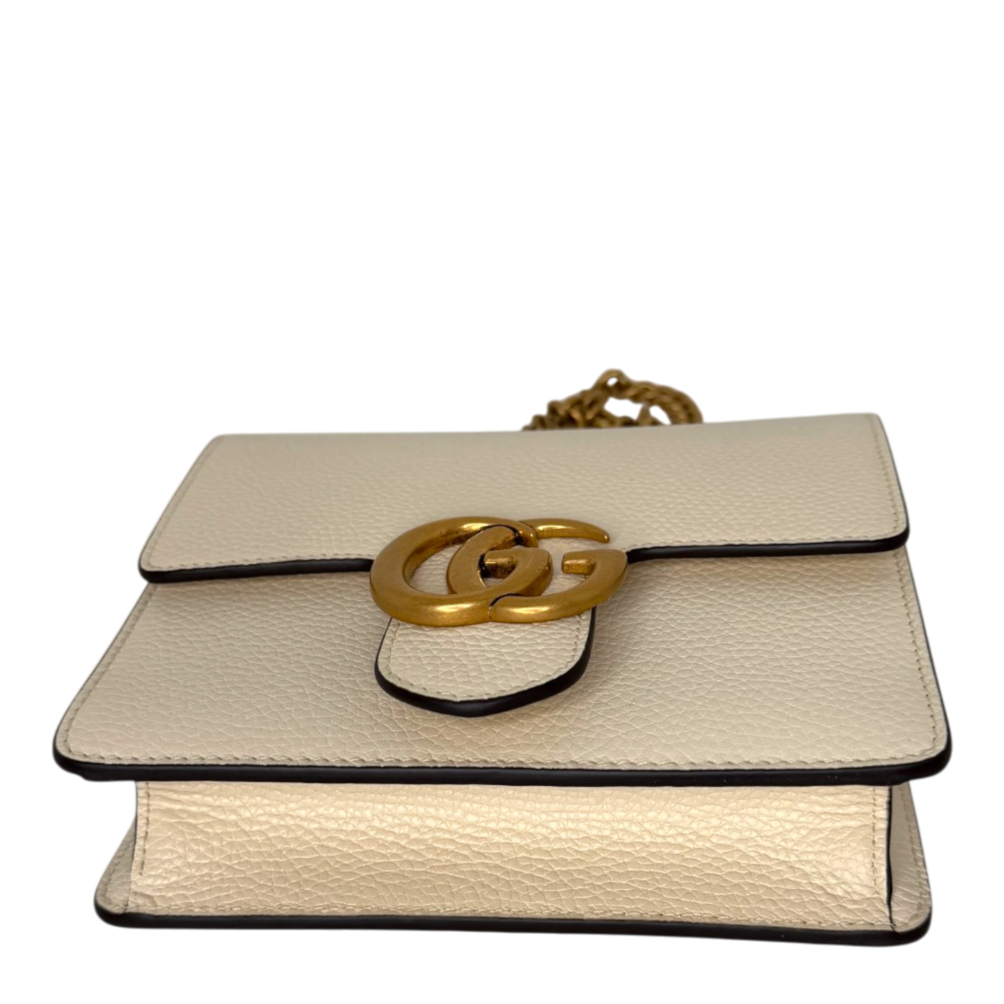 Gucci GG Marmont Small Schultertasche Kalbsleder Creme Gold Gucci