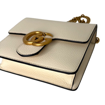 Gucci GG Marmont Small Schultertasche Kalbsleder Creme Gold Gucci