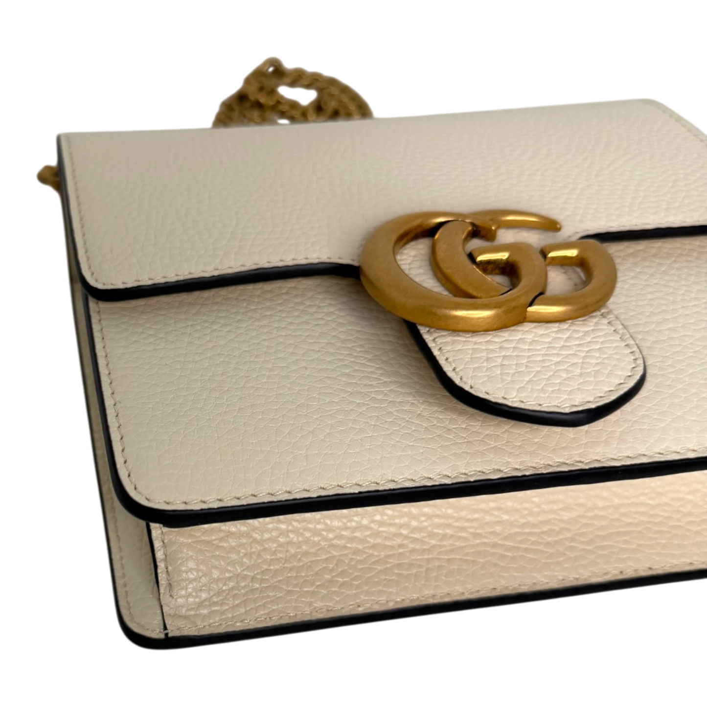 Gucci GG Marmont Small Schultertasche Kalbsleder Creme Gold Gucci