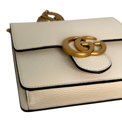 Gucci GG Marmont Small Schultertasche Kalbsleder Creme Gold Gucci