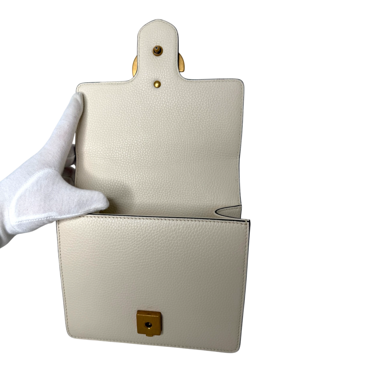Gucci GG Marmont Small Schultertasche Kalbsleder Creme Gold Gucci