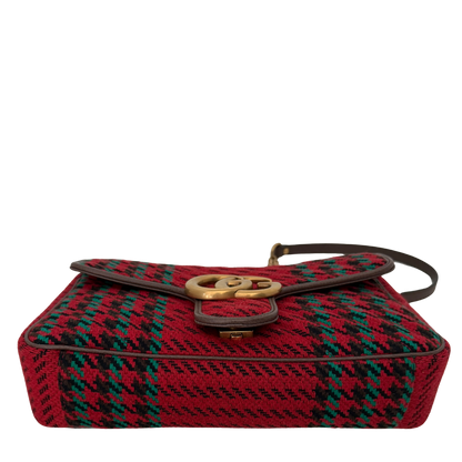 Gucci GG Marmont Woll-Tweed Karomuster rot/ grün / neuwertig Gucci