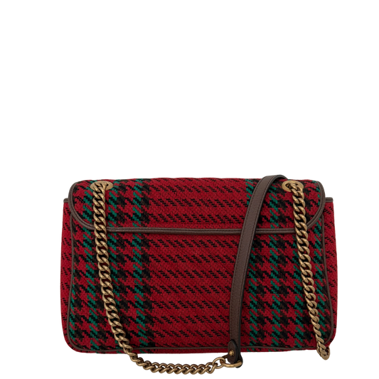 Gucci GG Marmont Woll-Tweed Karomuster rot/ grün / neuwertig Gucci