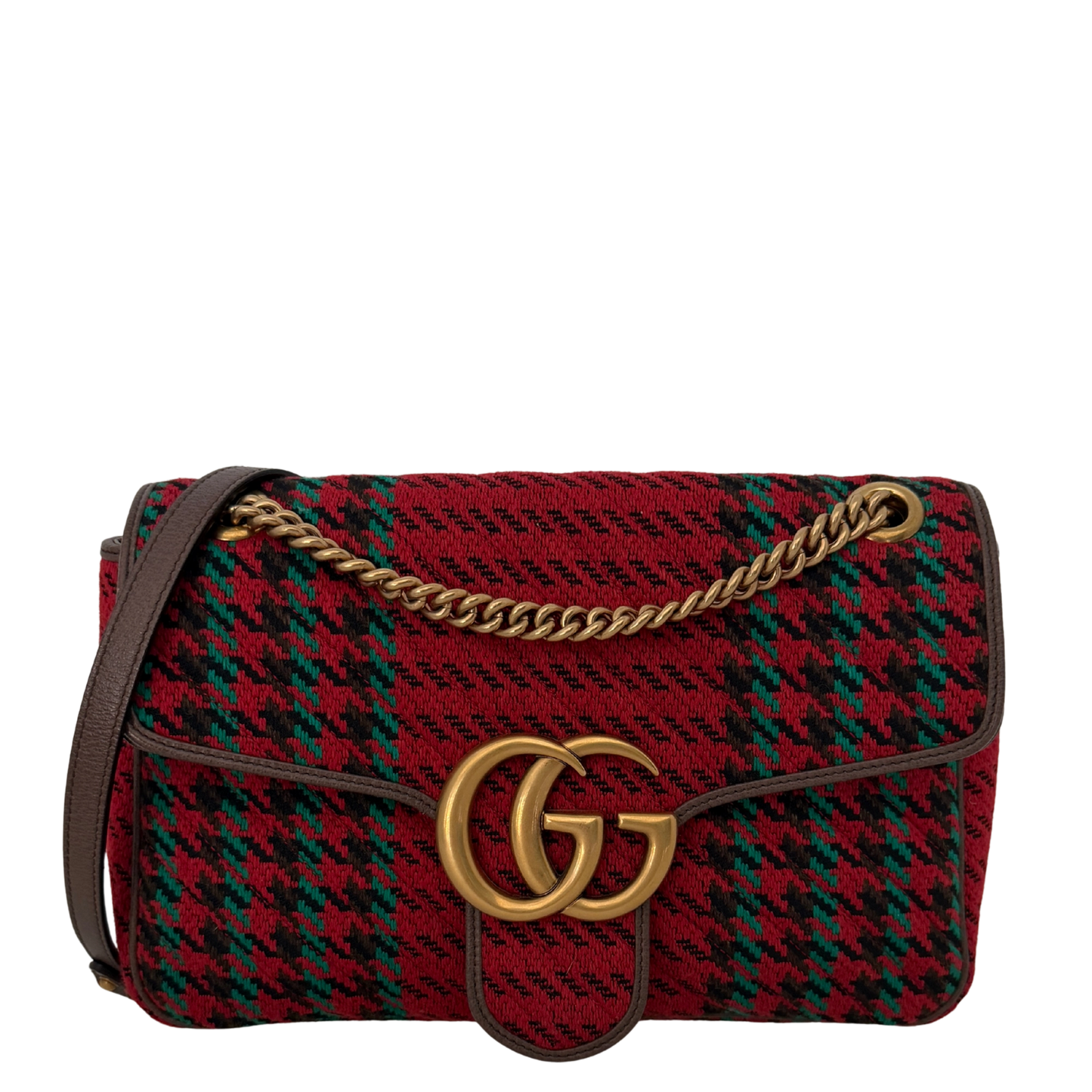 Gucci GG Marmont Woll-Tweed Karomuster rot/ grün / neuwertig Gucci
