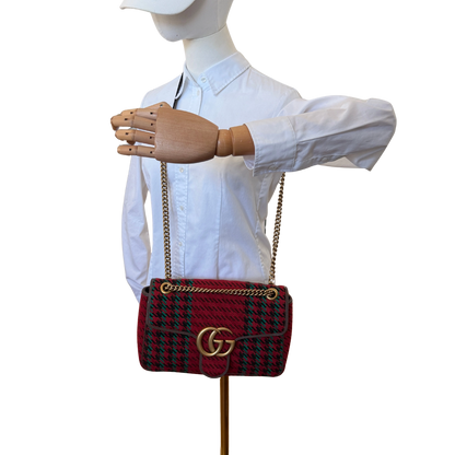Gucci GG Marmont Woll-Tweed Karomuster rot/ grün / neuwertig Gucci