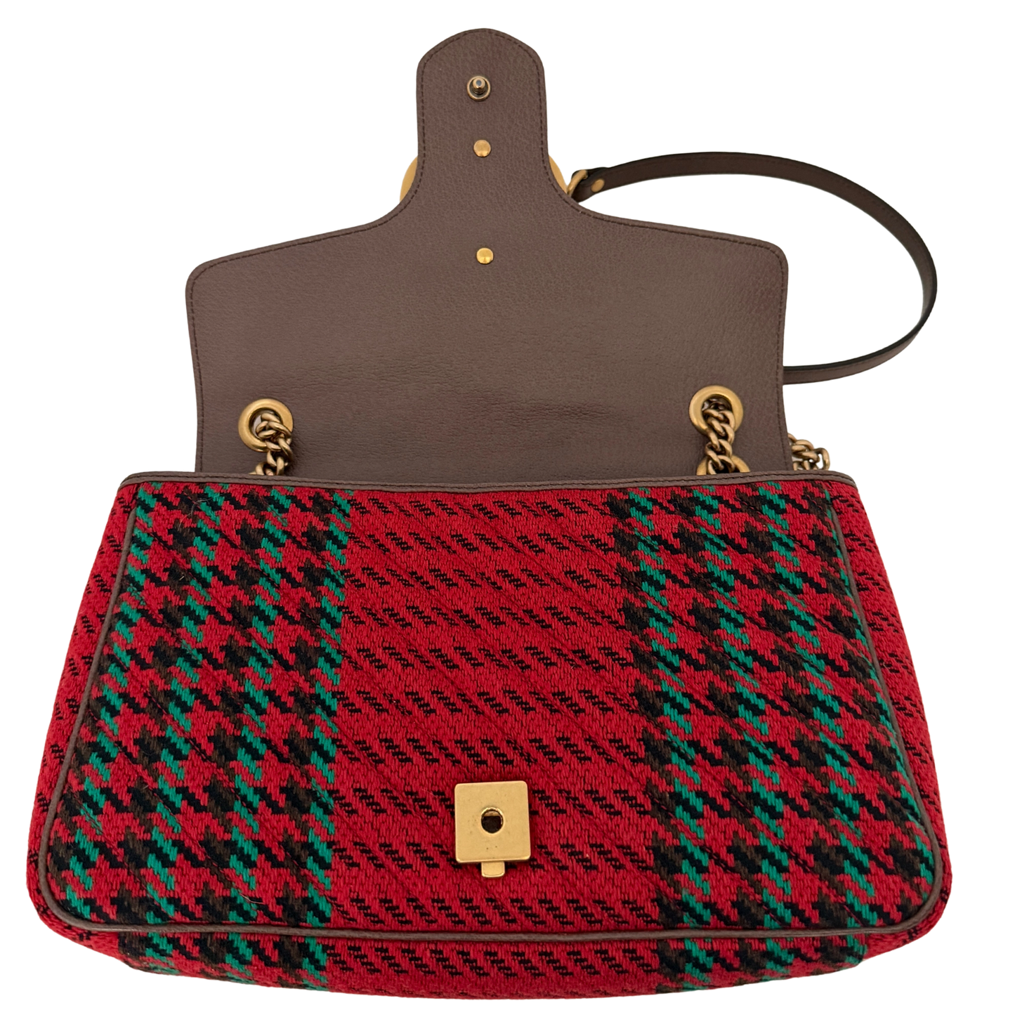 Gucci GG Marmont Woll-Tweed Karomuster rot/ grün / neuwertig Gucci