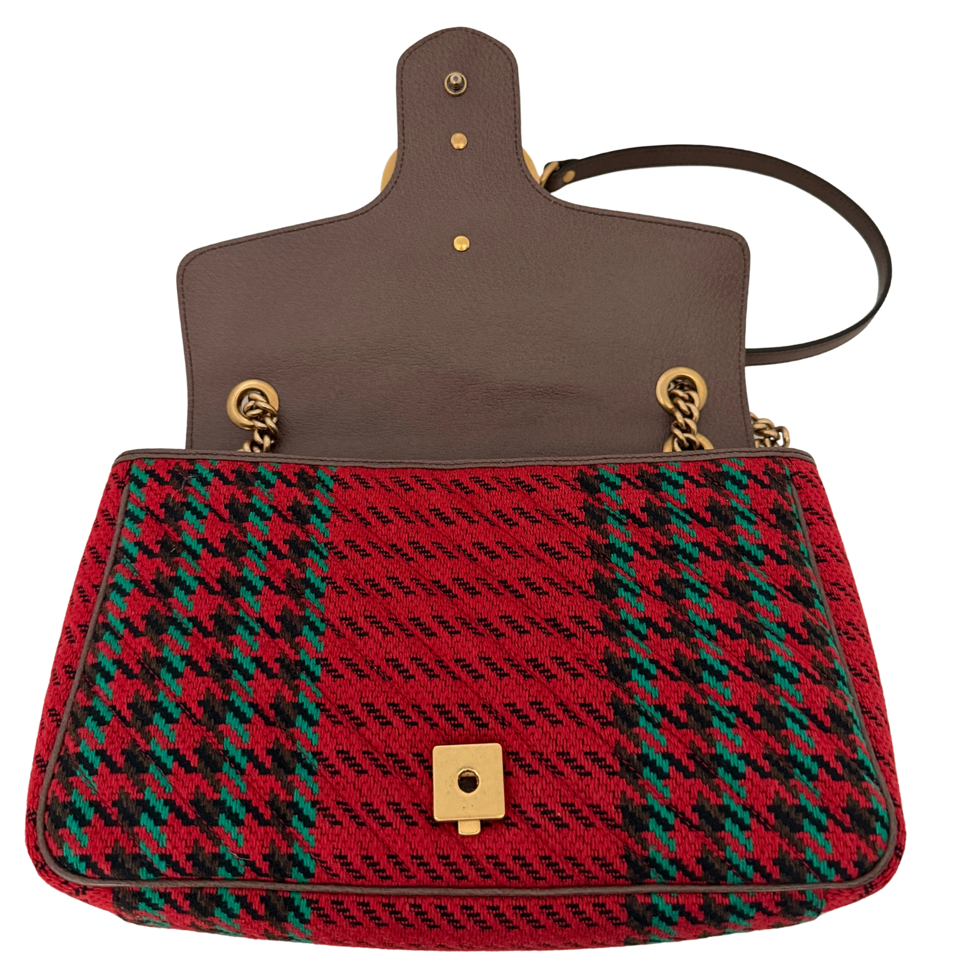 Gucci GG Marmont Woll-Tweed Karomuster rot/ grün / neuwertig Gucci