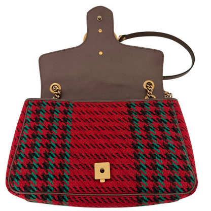 Gucci GG Marmont Woll-Tweed Karomuster rot/ grün / neuwertig Gucci