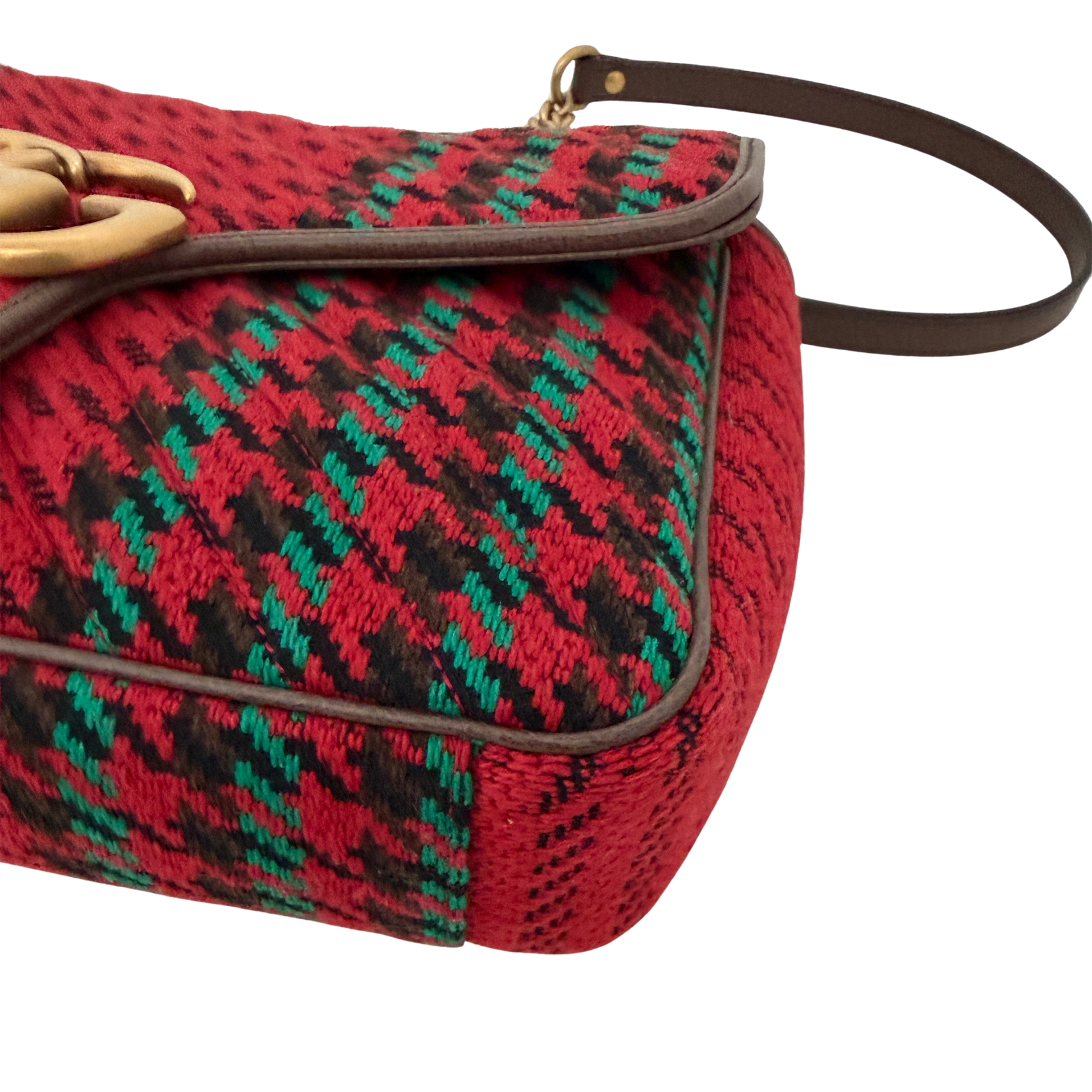 Gucci GG Marmont Woll-Tweed Karomuster rot/ grün / neuwertig Gucci
