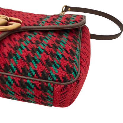 Gucci GG Marmont Woll-Tweed Karomuster rot/ grün / neuwertig Gucci