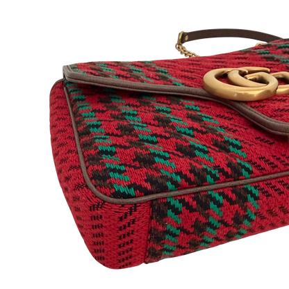 Gucci GG Marmont Woll-Tweed Karomuster rot/ grün / neuwertig Gucci