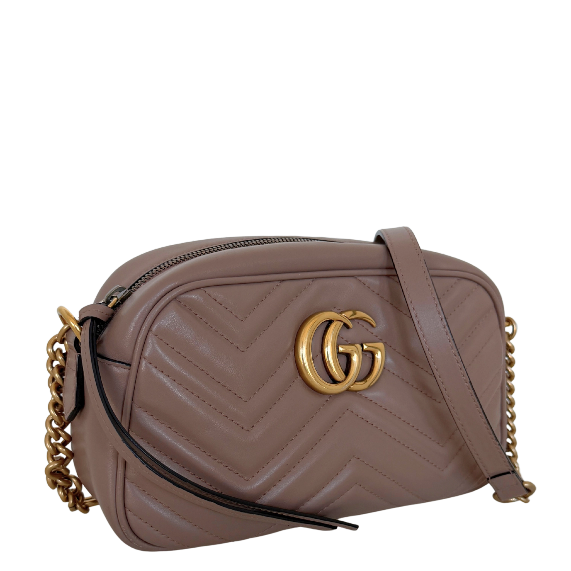 Gucci GG Marmont Camerabag klein Puderrosa Leder / sehr gut Gucci
