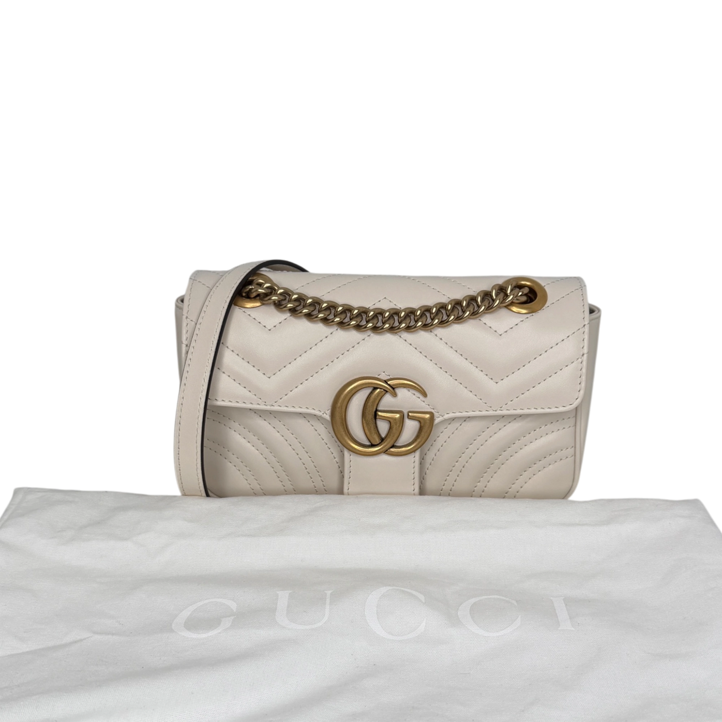 Gucci GG Marmont Small Leder weiß Version 2025 / sehr gut Gucci