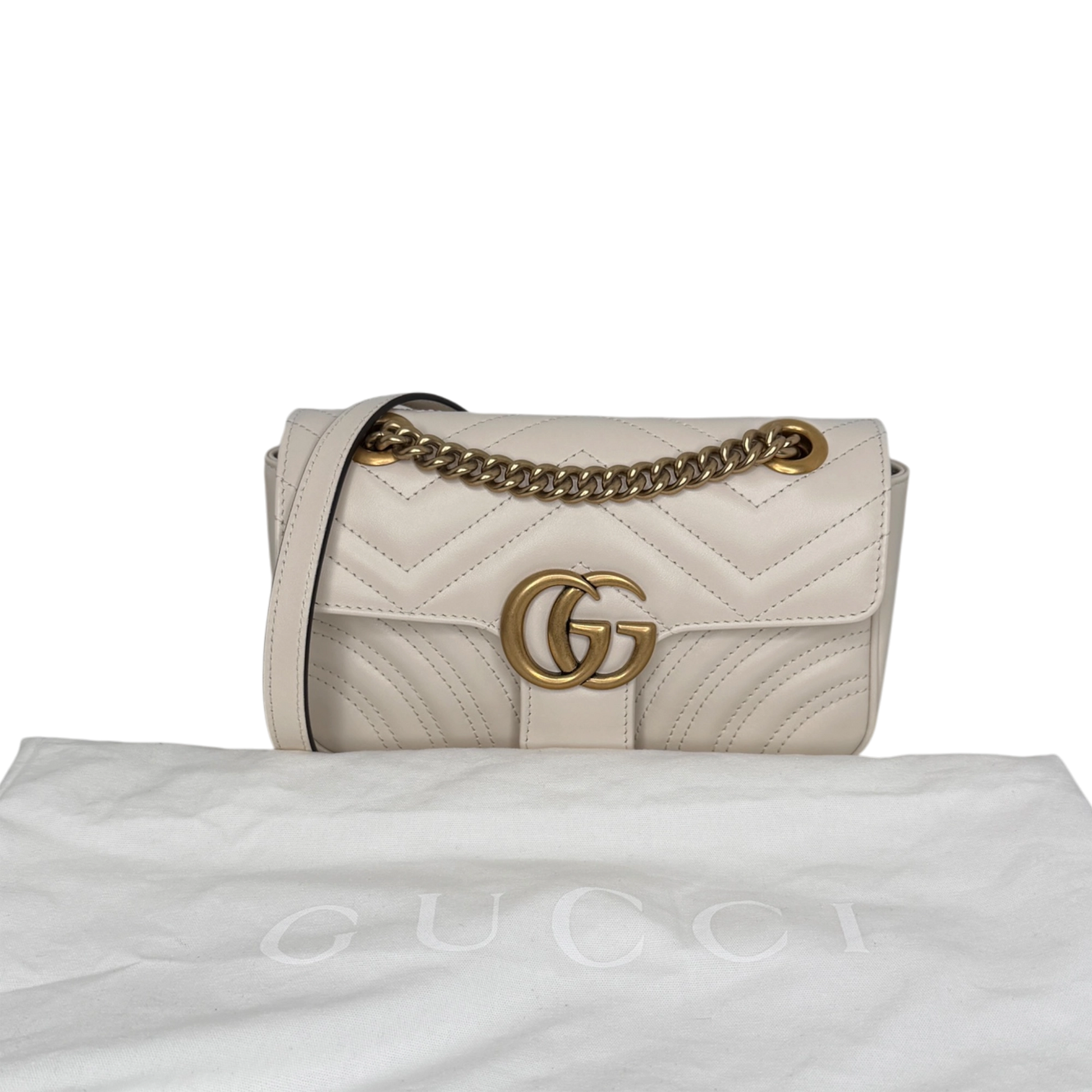 Gucci GG Marmont Small Leder weiß Version 2025 / sehr gut Gucci
