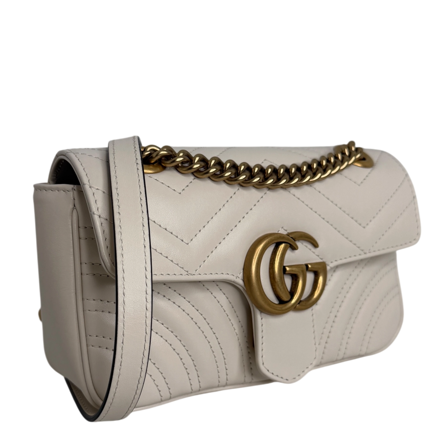 Gucci GG Marmont Small Leder weiß Version 2025 / sehr gut Gucci
