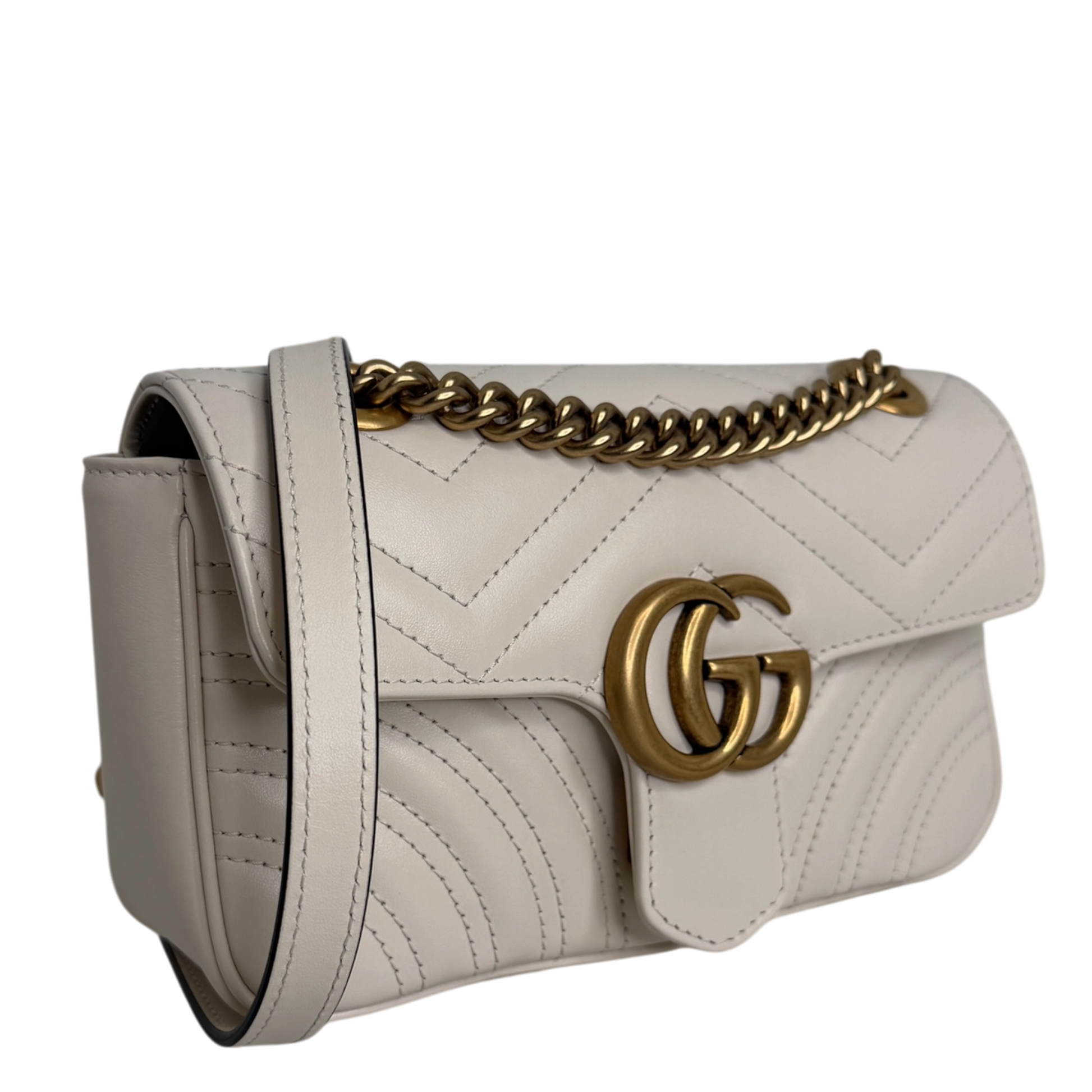 Gucci GG Marmont Small Leder weiß Version 2025 / sehr gut Gucci