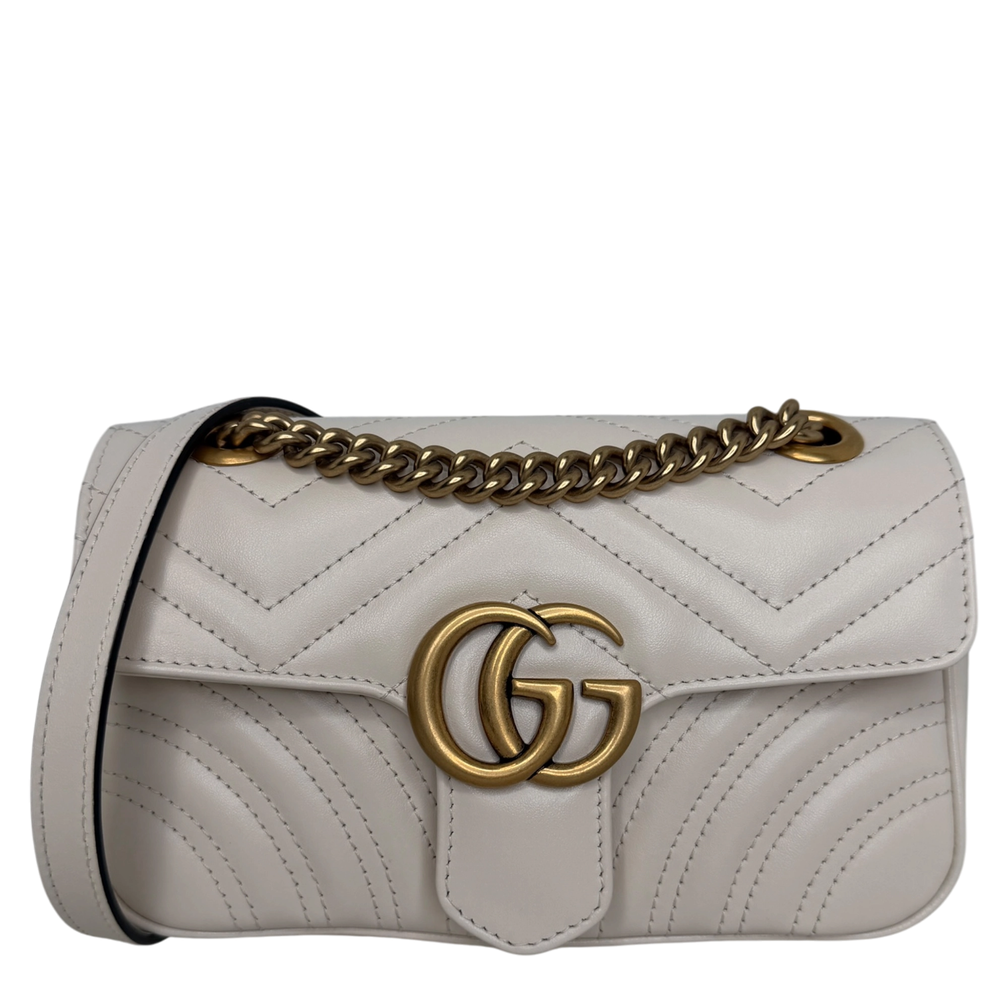 Gucci GG Marmont Small Leder weiß Version 2025 / sehr gut Gucci