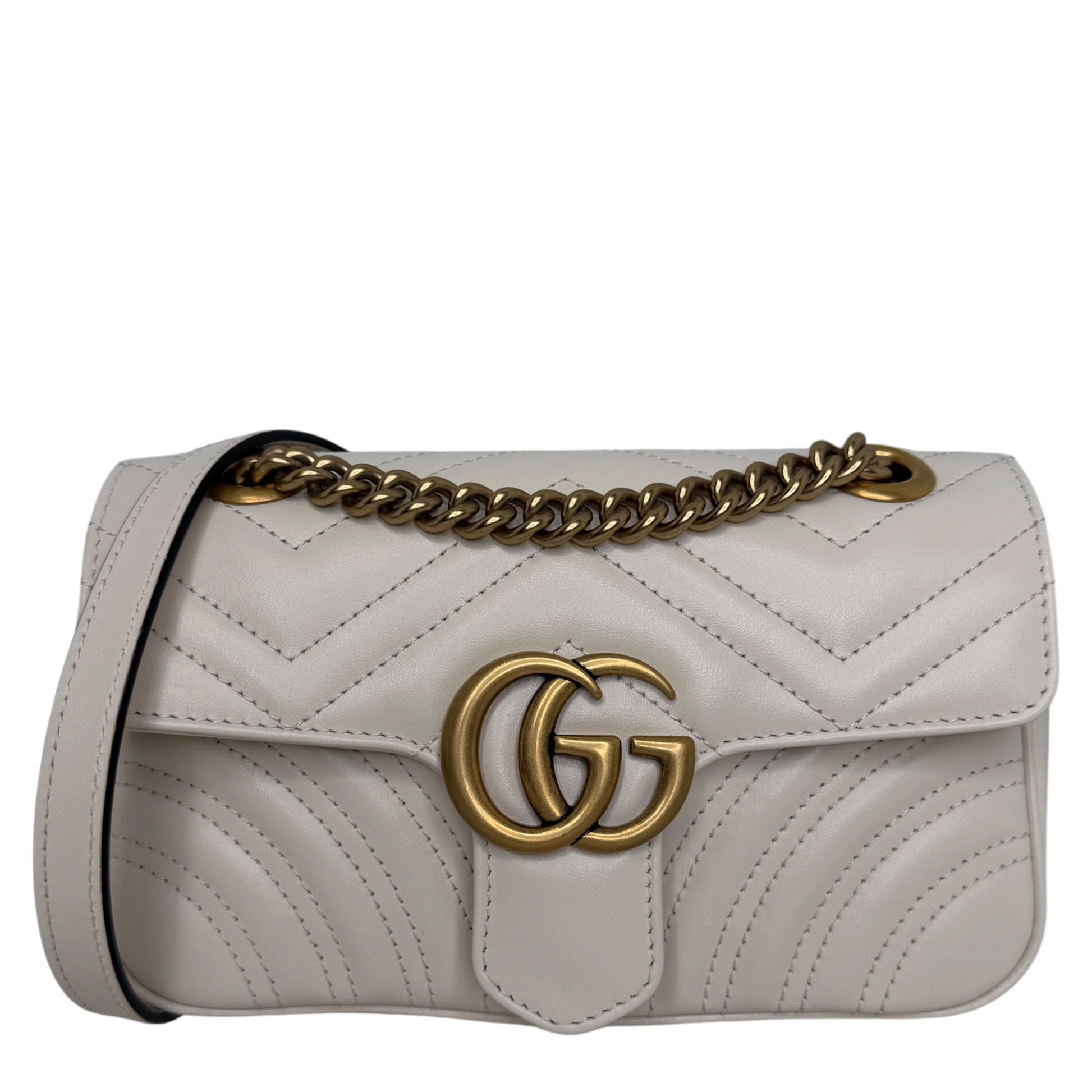 Gucci GG Marmont Small Leder weiß Version 2025 / sehr gut Gucci