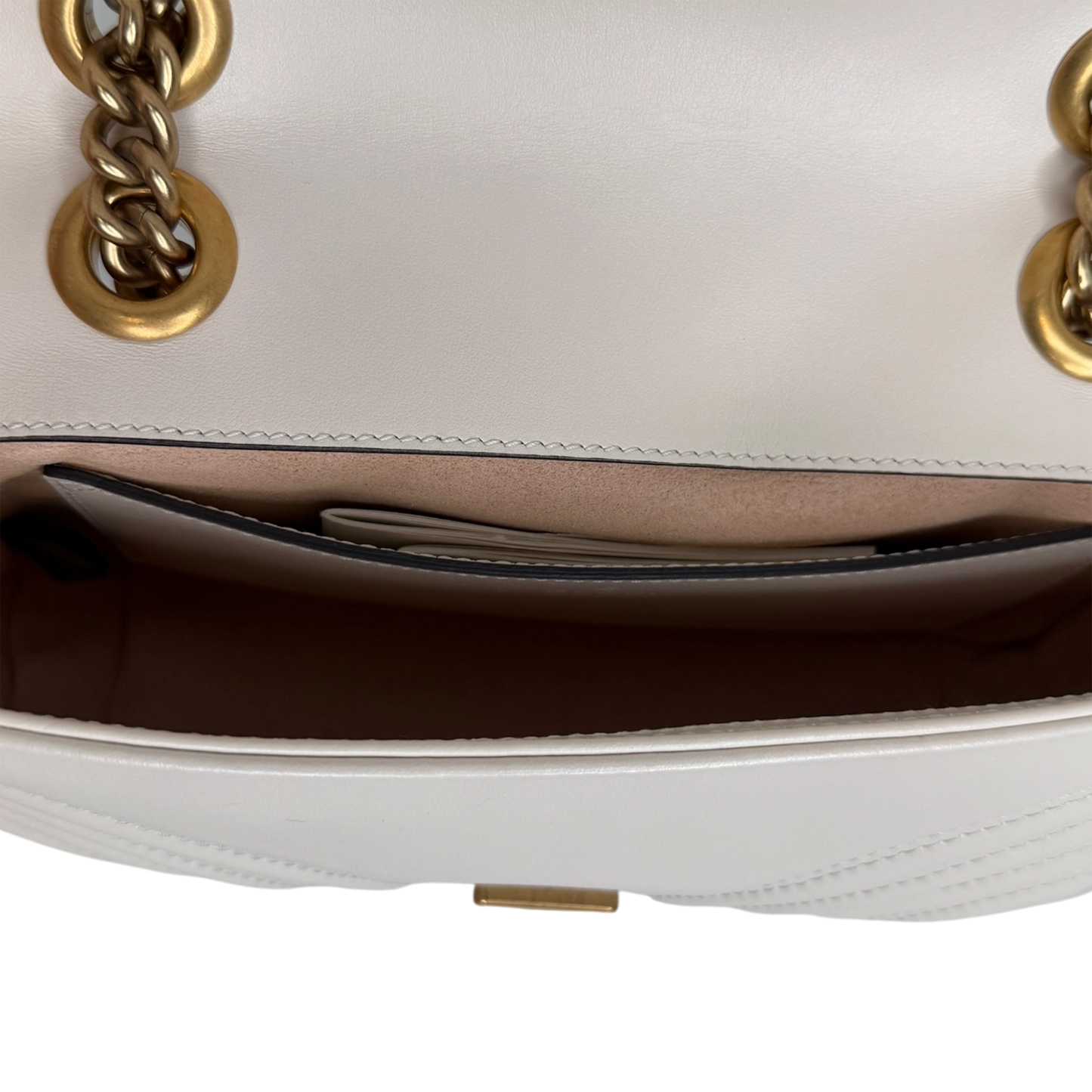 Gucci GG Marmont Small Leder weiß Version 2025 / sehr gut Gucci