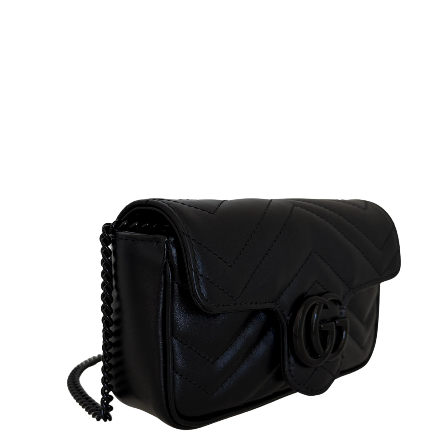 Gucci Super Mini Marmont GG Ledertasche schwarz Fullset / neuwertig Gucci