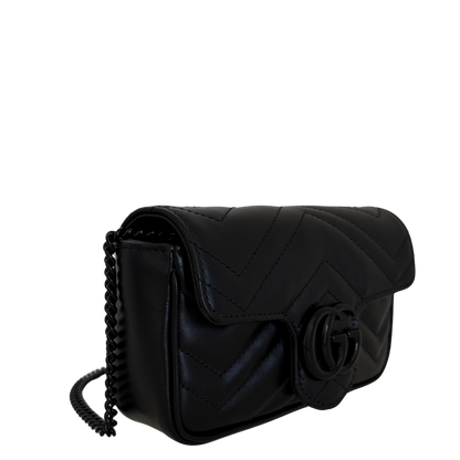 Gucci Super Mini Marmont GG Ledertasche schwarz Fullset / neuwertig Gucci