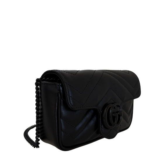 Gucci Super Mini Marmont GG Ledertasche schwarz Fullset / neuwertig Gucci