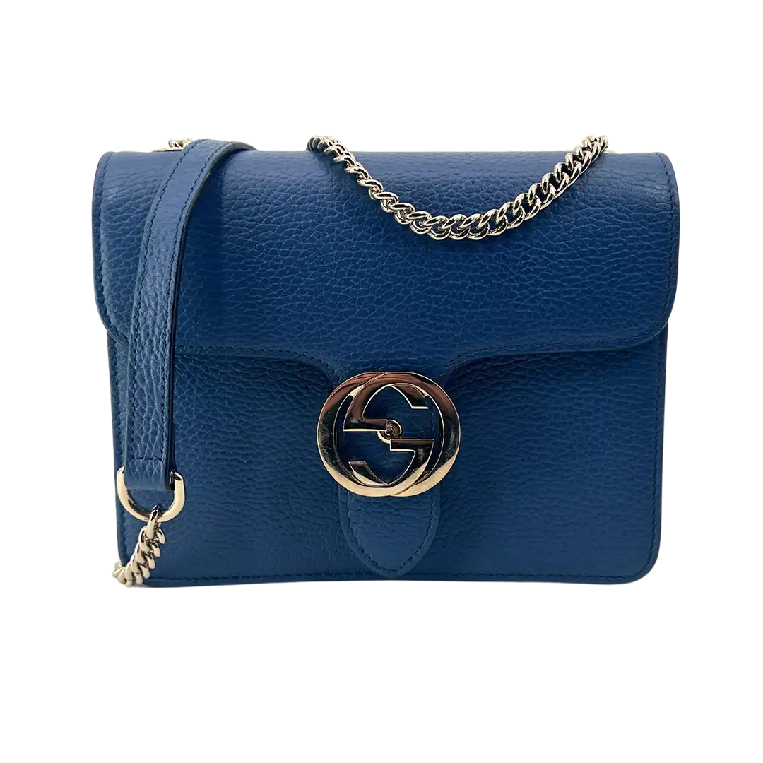 Gucci Interlocking G Small Schultertasche blau Leder / gut Gucci