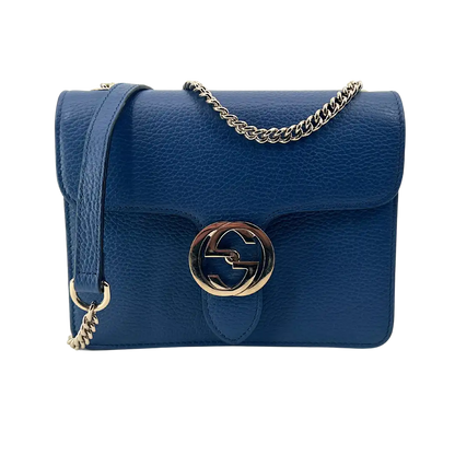 Gucci Interlocking G Small Schultertasche blau Leder / gut Gucci